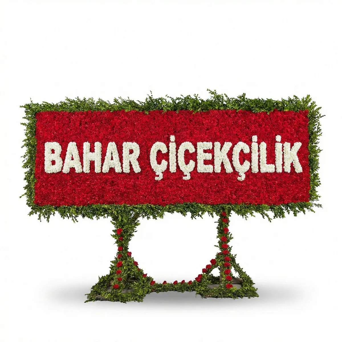 İsmi Çiçekle Yazılan Dev Kırmızı Pano Çelenk - Görsel 1