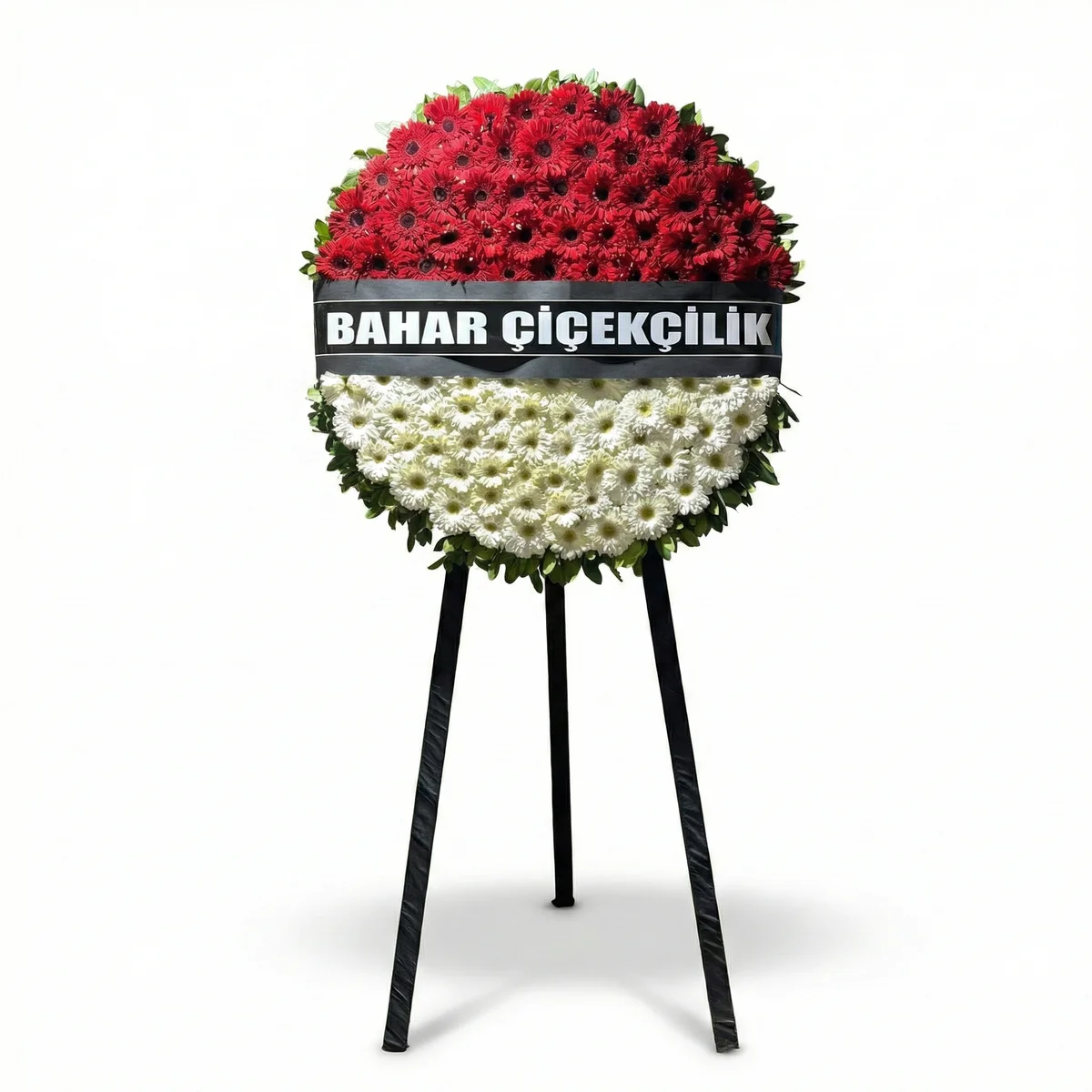 Kırmızı Beyaz Bölmeli Klasik Çelenk - Görsel 1